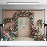 Lofaris Floral Hydrangea Sweet Wooded Door Wedding Backdrop